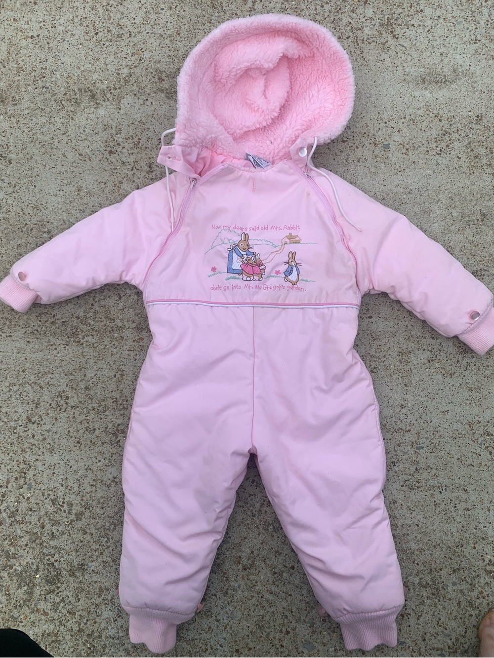 Vintage 80s 90s Peter Rabbit Beatrix Potter Pink Snowsuit Bunting 24 Months